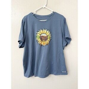 Life Is Good Crusher V-Neck Sunflower T-Shirt White XXXL Women's Short Sleeve